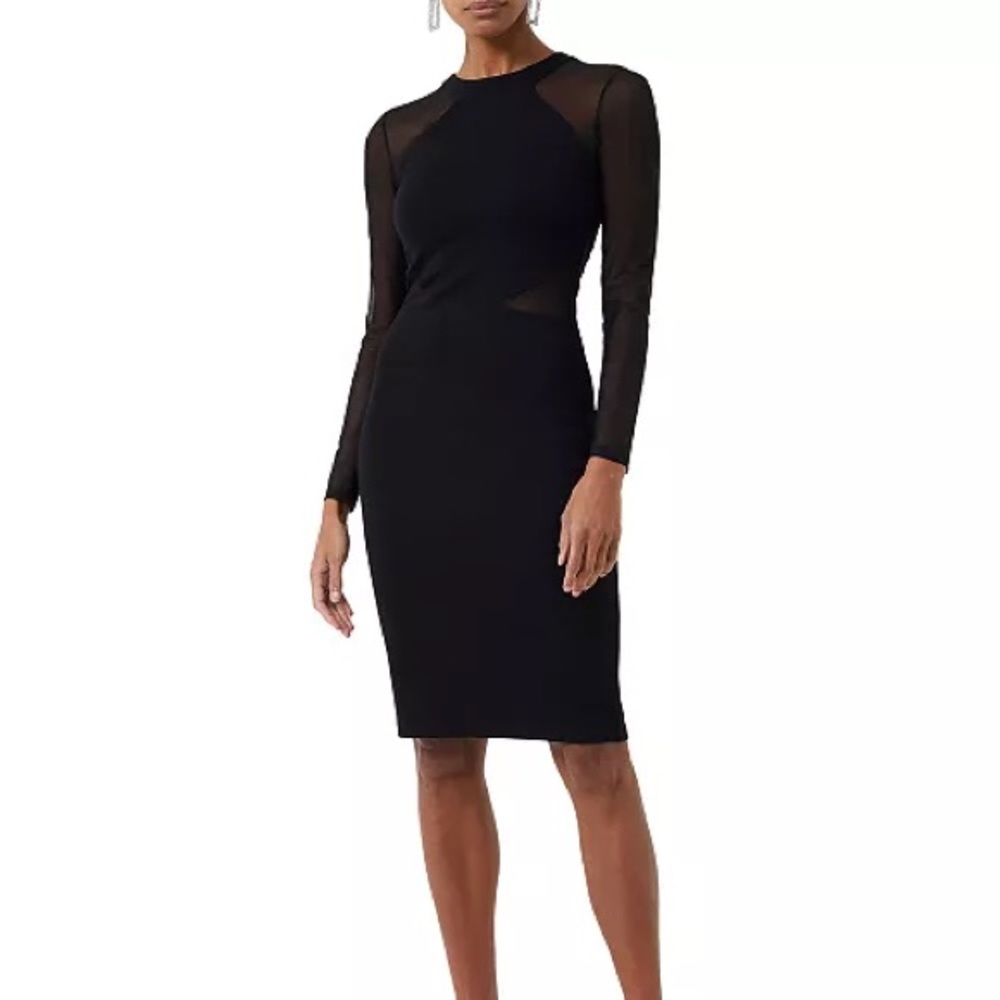 French‎ Connection Black Viven Mesh Paneled Body Con Dress